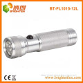 Factory Supply CE Approved Colorful 3 AAA Battery Aluminum Pocket Size 12 led Metal Flashlight